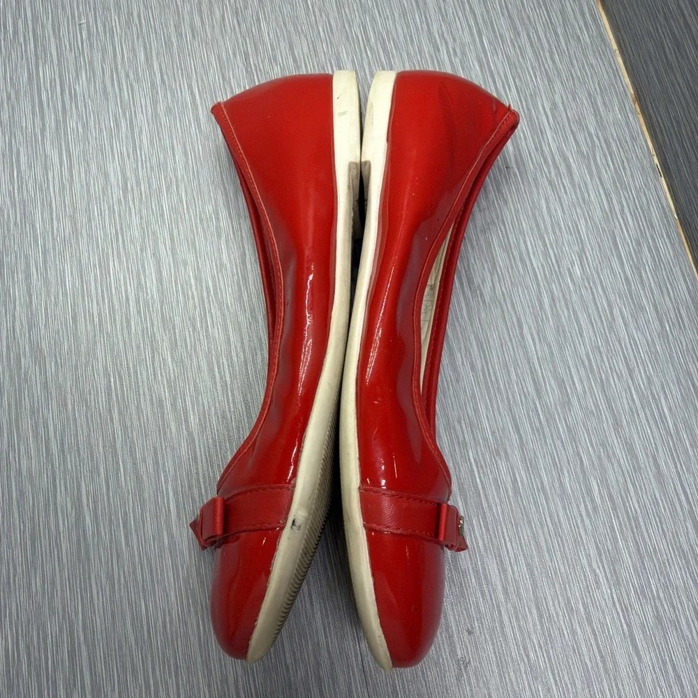 Girls Red Patent Leather Ballet Flats Armani Designer Slip On Shoes EU 34 US 3-4